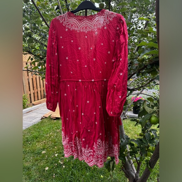 ULLA JOHNSON Clarice Embroidered Eyelet Lace Babydoll Dress, Scarlett - Sz 8 - Picture 4 of 16